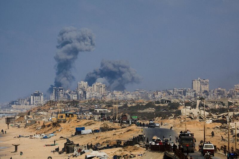 Smoke rises during an Israeli military operation in Gaza City, as seen from the central Gaza Strip. Picture: REUTERS/DAWOUD ABU ALKAS