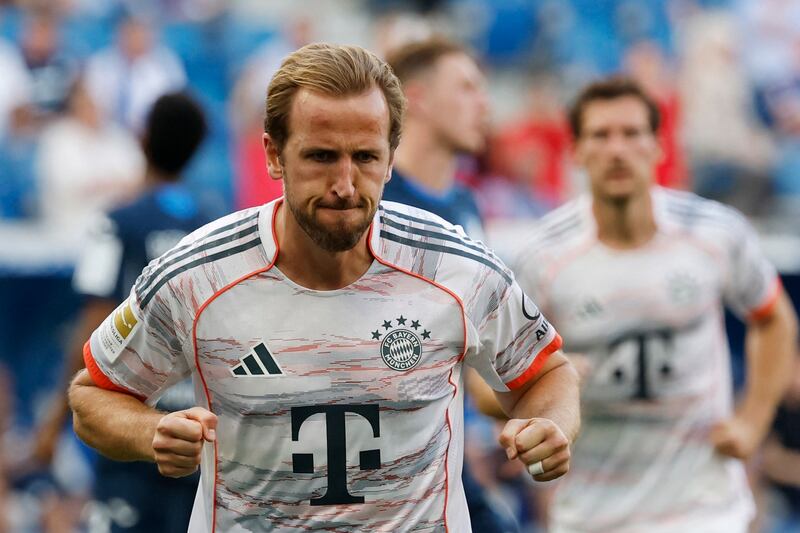 Harry Kane celebrates scoring yet another goal for Bayern Munich, but there is speculation he could return to the English Premier League. Picture: REUTERS